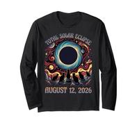 Total Solar Eclipse August 12 2026 Black Cats Men Women Kids Long Sleeve T-Shirt