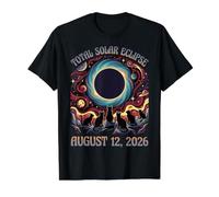 Total Solar Eclipse August 12 2026 Black Cats Men Women Kids Value Graphic T-Shirt, Men, Black, XL