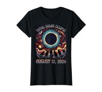 Total Solar Eclipse August 12 2026 Black Cats Men Women Kids Value Graphic T-Shirt, Women, Black, XS