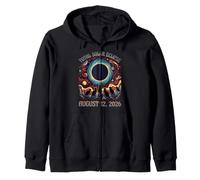 Total Solar Eclipse August 12 2026 Black Cats Men Women Kids Zip Hoodie