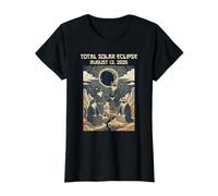 Total Solar Eclipse August 12 2026 Cat Lover Watchers Value Graphic T-Shirt, Women, Black, M