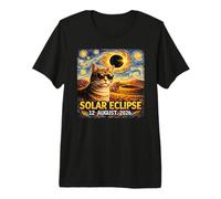 Total Solar Eclipse August 12, 2026 Funny Cat Starry Night Premium T-Shirt
