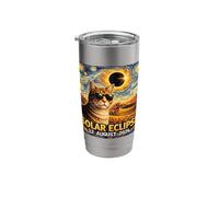Total Solar Eclipse August 12, 2026 Funny Cat Starry Night Stainless Steel Insulated Tumbler