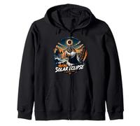 Total Solar Eclipse August 12 2026 Iceland Puffin Selfie Zip Hoodie