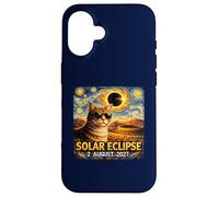 Total Solar Eclipse August 2, 2027 Funny Cat Starry Night Case for iPhone 16