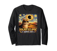 Total Solar Eclipse August 2, 2027 Funny Cat Starry Night Long Sleeve T-Shirt