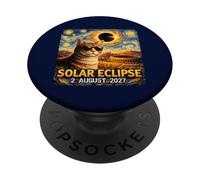 Total Solar Eclipse August 2, 2027 Funny Cat Starry Night PopSockets Adhesive PopGrip
