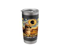 Total Solar Eclipse August 2, 2027 Funny Cat Starry Night Stainless Steel Insulated Tumbler