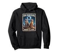Total Solar Eclipse Cats Wearing Glasses 2026 August Pullover Hoodie