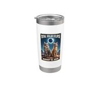 Total Solar Eclipse Cats Wearing Glasses 2026 August Stainless Steel Insulated Tumbler