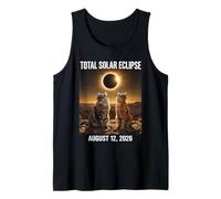 Total Solar Eclipse Cats Wearing Glasses 2026 August Tank Top