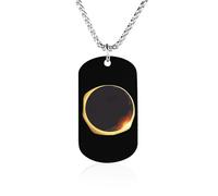 Total Solar Eclipse Custom Memorial Necklace Personalized Rectangle Necklaces Pendant Jewelry Gifts for Men Women
