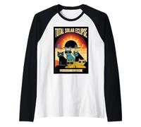 Total Solar Eclipse Funny Cats Wearing Glasses August 2026 Raglan Baseball Tee
