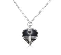 Total Solar Eclipse Pet Urn Necklace for Dog Cat Ashes Heart Cremation Keepsake Pendant Memorial Jewelry Gifts for Women Men