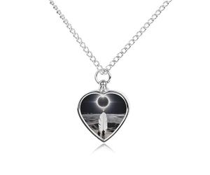 Total Solar Eclipse Pet Urn Necklace for Dog Cat Ashes Heart Cremation Keepsake Pendant Memorial Jewelry Gifts for Women Men
