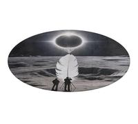 Total Solar Eclipse Round Rug Washable Circle Area Rugs for Living Room Non-Slip Rugs for Bedroom Dining Room Rug Front Door Mat Round Carpet for Bedroom Kitchen 90 * 90cm