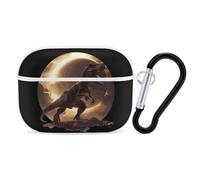 Total Solar Eclipse T-rex Cute Case Compatible with AirPods Pro Headphone Protective Cover with Keychain Accessories