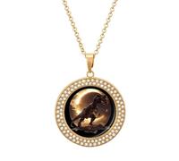 Total Solar Eclipse T-rex Personalized Picture Pendant Necklace Customized Memorial Jewelry for Women