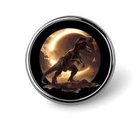 Total Solar Eclipse T-rex Round Lapel Pin Button Brooch Tie Badge Elegant Hat Clothing Jewelry Accessories