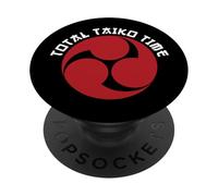 Total Taiko Time Pun Red Mitsudomoe Taiko Drummer PopSockets Adhesive PopGrip