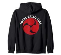Total Taiko Time Pun Red Mitsudomoe Taiko Drummer Zip Hoodie
