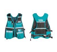 Total - Tool Holder Vest | 11 Pockets & Hammer Holder | Adjustable & Breathable Polyester Design | Max 3 KG Load | Quick Tool Access | Fits, Black/White, One Size