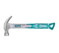 Total Tools - Carpenter Hammer | 450 g | Ideal for Cabinetmaking and Carpentry | with Curved Spade Nail Puller | Bi-Material Fiber Handle | Forged Carbon Steel Head