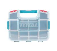 TOTAL - TPBX1121 Stackable Plastic Organiser Box | with Handle and Transparent Lid | Rounded Corners | 10 Compartments | Durable and Durable | 305 x 230 x 65 mm | Blue