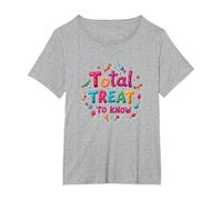 Total Treat to Know: Sweet Candy Lover Celebration T-Shirt, Women's Plus, Heather Grey, 1X