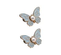 Totaladdly 2-Pack Detachable Butterfly Clips, 2-Pack Detachable Butterfly Clips, Reusable Pantwaist Tightener, Buttons Pins for Loose Jeans (2pcs-Blue)
