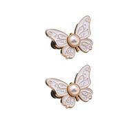 Totaladdly 2-Pack Detachable Butterfly Clips, 2-Pack Detachable Butterfly Clips, Reusable Pantwaist Tightener, Buttons Pins for Loose Jeans (2pcs-White)