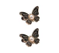 Totaladdly 2-Pack Detachable Butterfly Clips, 2-Pack Detachable Butterfly Clips, Reusable Pantwaist Tightener, Buttons Pins for Loose Jeans (2pcs-Black)