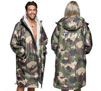 Totalcool T-Robe Kids Quick Dry Sherpa Fleece Lined Waterproof Changing Robe - Oversize Swimming Robe for Surfing - Hooded Beach Towel for Children - Grey/Camo - X-Small