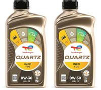 TotalEnergies Quartz INEO FDE 0W30 Engine Oil - ACEA C2 - Low SAPS - Age-Resistance Technology - Fuel Economy Formula - Advanced Synthetic Motor Oil Lubricant - 1L (Pack of 2)
