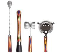 Totally Bamboo Baltique Marrakesh 4 Piece Bartender Kit, Bartending Gift Set with Essential Bar Accessory Tools, Includes Muddler, Double Sided Jigger, Hawthorne Cocktail Strainer and Bar Spoon