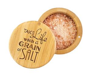 Totally Bamboo Laser-Etched Salt Box, Take Life with a Grain of Salt by Totally Bamboo