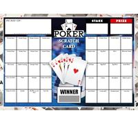 Totally Bonkers - Poker Fundraising Scratch Cards - 100 Square - A4 (297x210mm) - 5 Pack - TB0102 - Blind Card