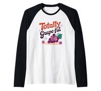 Totally Grape-Ful Smiling Grapes Fun Words Raglan Baseball Tee