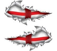 Totally Graphics Large England St George Flag Metal Rip Open Sticker