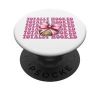 Totally Hooked Crocheting Crocheter Knitting Yarn Girl Mom PopSockets Adhesive PopGrip