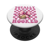 Totally Hooked Crocheting Crocheter Knitting Yarn Girl Mom PopSockets Adhesive PopGrip