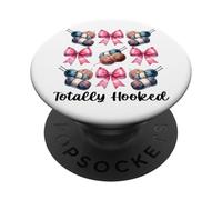 Totally Hooked Crocheting Crocheter Knitting Yarn Girl Mom PopSockets Adhesive PopGrip