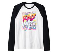 Totally Rad Since 1986 Retro Birthday Year 80's Theme Raglan Baseball Tee