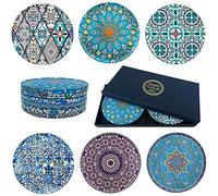Totally Turkish - Patterned Drink Coasters Set of 6 - Giftable Design Design Drinks Mat Set - Non-Scratch Top & Non-Slip Cork Base (Istanbul)