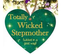 Totally Wicked Bonus Mum Heart Plaque | Funny MDF Wooden Sign Gift for Like a Mum, Bonus Mum, Step Mum | Unique UK Handmade Hanging Decoration for Birthday & Mother’s Day