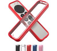 TotalMount Air Rim Slim Hybrid Case Cover for Apple TV Remote Control with Ultimate Drop Protection, Red Perimeter and Clear Back