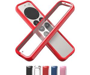 TotalMount Air Rim Slim Hybrid Case Cover for Apple TV Remote Control with Ultimate Drop Protection, Red Perimeter and Clear Back