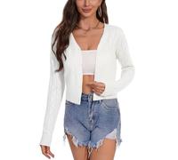Totatuit Women's Cardigan Shrugs and Boleros Summer Cardigan UK Lightweight Long Sleeve Shrugs White S