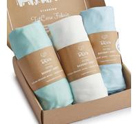 TotCare Bassinet Fitted Sheets Compatible with SNOO Happiest Baby Oval Bassinet - Buttery Soft, Silky Comfort, Premium Stretchy Jersey Knit Sheets - Sky + Sage + Cloud, 3 Pack