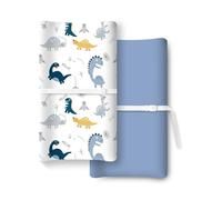 TotChill Extra Stretchy Changing Pad Cover, Ultra Soft Premium Jersey Knit Changing Pad Sheets, Unisex for Boys Girls, Fits All Standard Changing Tables/Dresser Tops, Dino Blue - 2 Pack